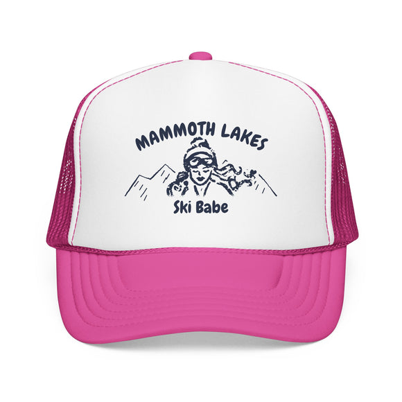 Mammoth Lakes, California Ski Babe Trucker Hat — Foam Mesh Cap