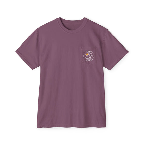 Stowe, Vermont Pocket Tee Shirt, Garment-Dyed Shirt, Mountain Graphic Tee, Comfort Colors