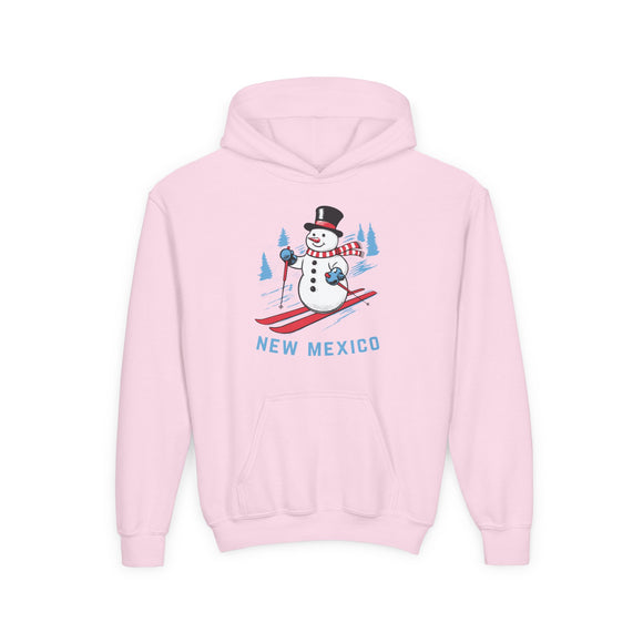 New Mexico Youth Hoodie - Skiing Snowman Kids New Mexico Hooded Sweatshirt