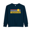 Wisconsin Toddler Sweatshirt - Retro Sun Wisconsin Toddler Crewneck Sweatshirt