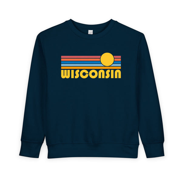 Wisconsin Toddler Sweatshirt - Retro Sun Wisconsin Toddler Crewneck Sweatshirt