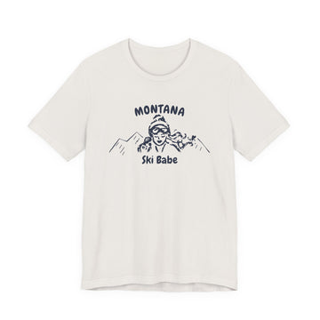 Buy vintage-white Montana Ski Babe T‑Shirt - Retro Skiing Graphic Tee