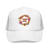 Kids Flower Child Trucker Hat Boho - Youth Snapback Cap on white background