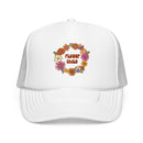 Kids Flower Child Trucker Hat Boho - Youth Snapback Cap on white background