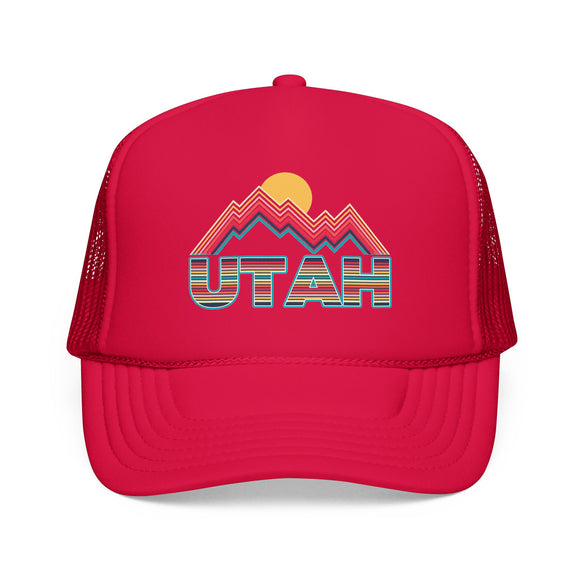 Utah Retro Mountain Trucker Hat — Vintage Scenic Foam Trucker