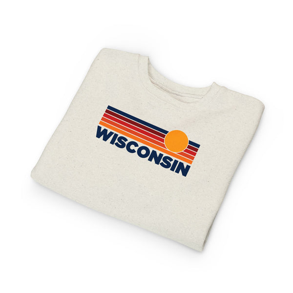 Wisconsin Toddler Sweatshirt - Retro Sun Wisconsin Toddler Crewneck Sweatshirt