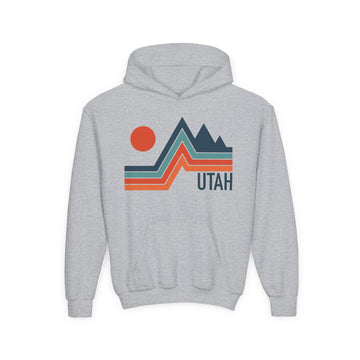 Utah Youth Hoodie - Retro Mountain Utah Youth Sweatshirt - 0