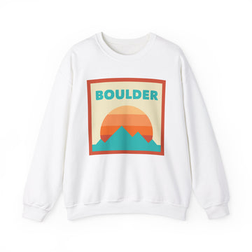 Retro Boulder, Colorado Sweatshirt, Mountain Sun Design, Unisex Crewneck, Gift for Outdoorsy Friends, Vintage Boulder, Colorado Jumper