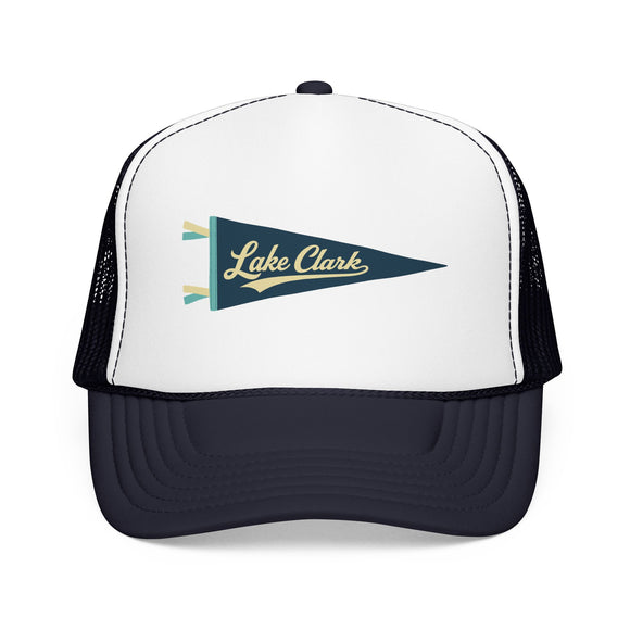 Lake Clark National Park Pennant Trucker Hat — Vintage Foam Mesh Cap