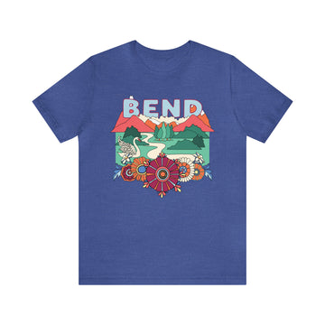 Buy heather-true-royal Bend Oregon T-Shirt - Retro Boho Bend Tshirt
