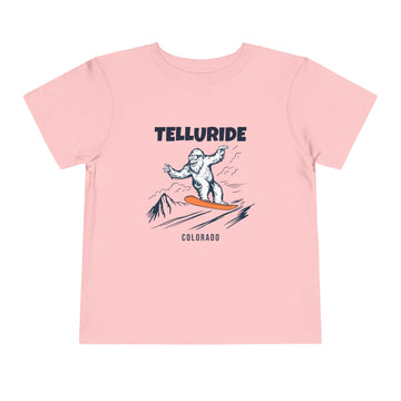 Buy pink Telluride, Colorado Yeti Snowboard Toddler Tee