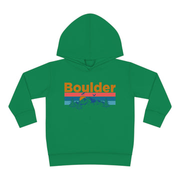 Buy kelly Boulder Toddler Hoodie - Retro Mountain Sun Unisex Boulder Toddler Sweatshirt