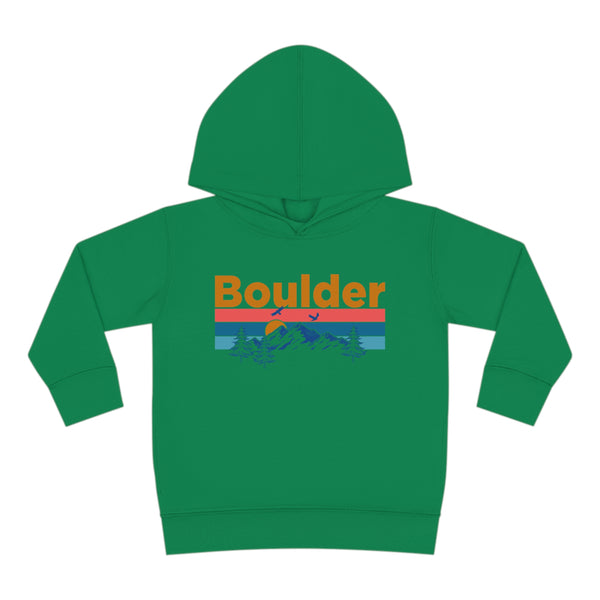 Boulder Toddler Hoodie - Retro Mountain Sun Unisex Boulder Toddler Sweatshirt