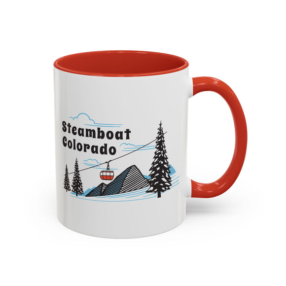 Steamboat, Colorado Retro Snow Skiing Mountain 11 oz Mug, Ski Lodge Decor Coffee Cup, Mountain Gondola  Lover Gift, Retro Skiing Mug