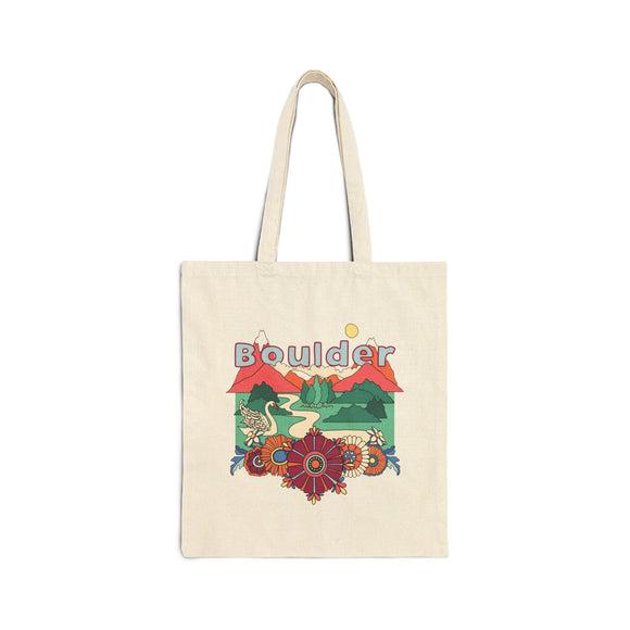 Boulder, Colorado Cotton Canvas Tote Bag - 15" x 16"