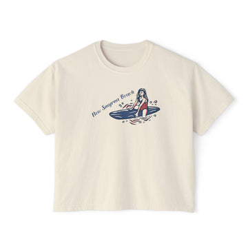 New Smyrna Beach, Florida Surfer Girl Tee | 100% Cotton Women's Boxy T-Shirt