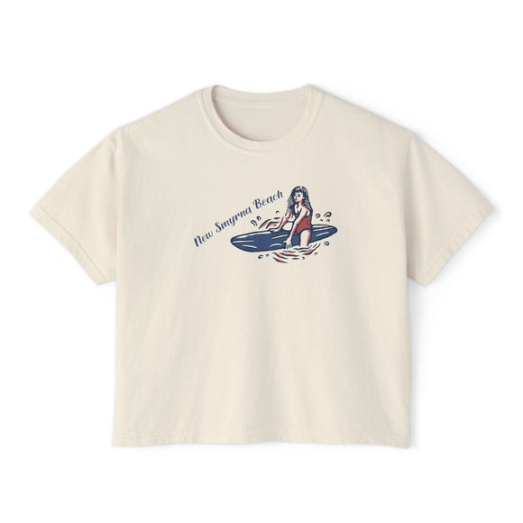 New Smyrna Beach, Florida Surfer Girl Tee | 100% Cotton Women's Boxy Tee