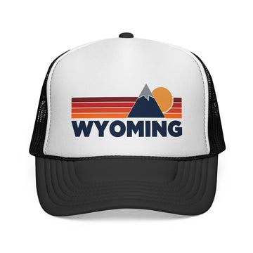 Wyoming Retro Mountains Trucker Hat - Vintage Style Wyoming Cap - 0