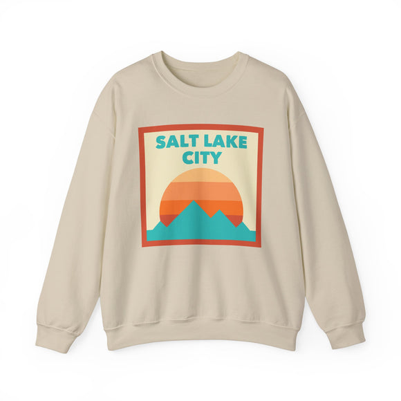 Retro Salt Lake City, Utah Sweatshirt, Mountain Sun Design, Unisex Crewneck, Gift for Outdoorsy Friends, Vintage Salt Lake City, Utah Jumper