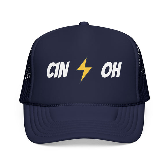 Cincinnati, Ohio Retro Trucker Hat - Lightning Foam Cap