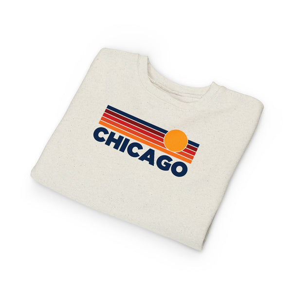 Chicago, Illinois Toddler Sweatshirt - Retro Sun Chicago Toddler Crewneck Sweatshirt