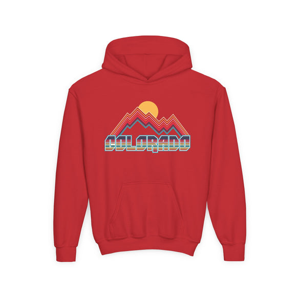 Colorado Youth Hoodie - Retro Mountain Colorado Youth Sweatshirt