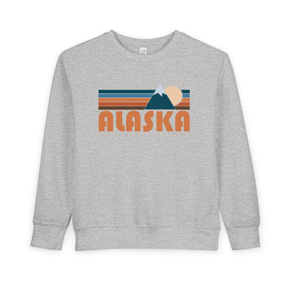 Alaska Toddler Sweatshirt - Retro Mountain Alaska Toddler Crewneck Sweatshirt