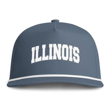 Illinois Embroidered Rope Hat - Vintage Sunwashed Rope Cap, Comfort Colors