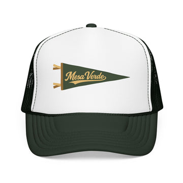 Buy dark-green-white-dark-green Mesa Verde National Park Pennant Trucker Hat — Vintage Foam Mesh Cap