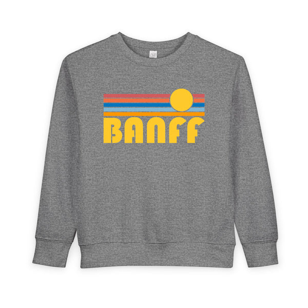 Banff, Canada Toddler Sweatshirt - Retro Sun Banff Toddler Crewneck Sweatshirt