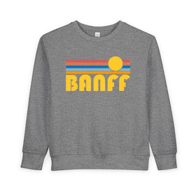 Banff, Canada Toddler Sweatshirt - Retro Sun Banff Toddler Crewneck Sweatshirt
