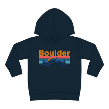 Boulder Toddler Hoodie - Retro Mountain Sun Unisex Boulder Toddler Sweatshirt