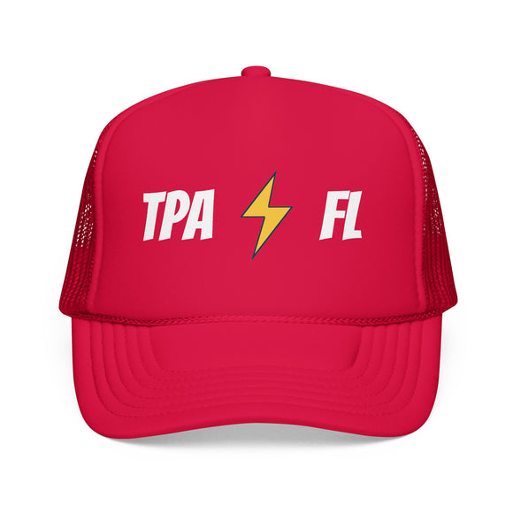 Tampa, Florida Retro Trucker Hat - Lightning Foam Cap - Lightning Black