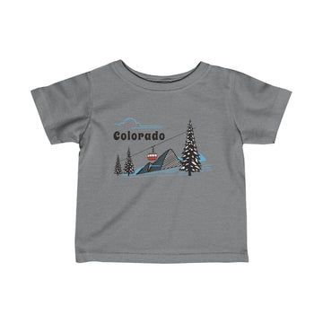 Buy granite-heather Colorado Mountain Gondola Baby Tee, Skiing Snowboarding Infant T-Shirt, Mountain Adventure Kids Top