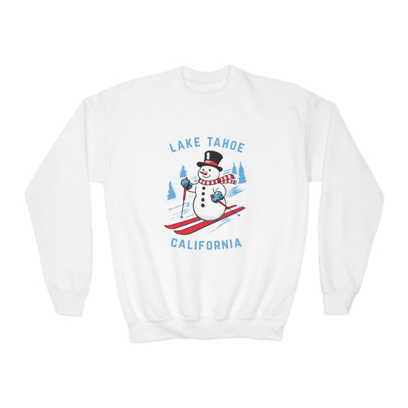 Lake Tahoe, California Youth Crewneck Sweatshirt - Ski Snowman Unisex Kid's Lake Tahoe, California Sweatshirt