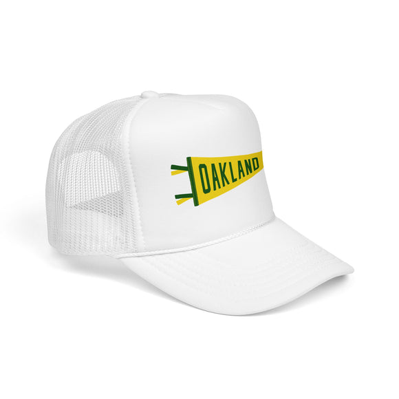 Oakland, California Pennant Trucker Hat — Retro Flag Foam Cap