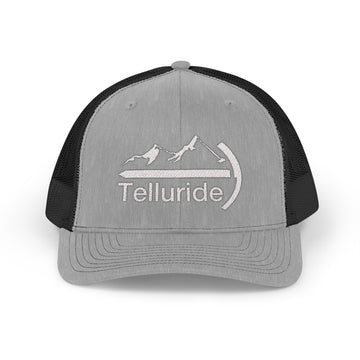 Buy heather-grey-black Telluride, Colorado Snapback Trucker Cap - Embroidered Telluride Hat