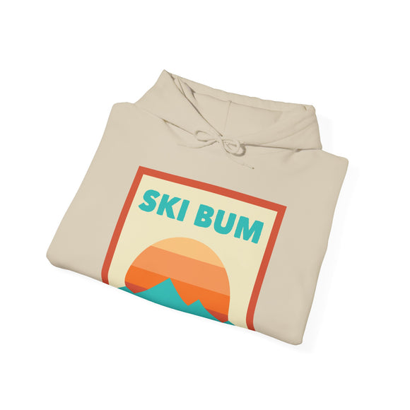 Ski Bum Mountain Sun Hoodie - Unisex Ski Bum Hooded Sweatshirt, Ski Bum Travel Sweatshirt, Ski Bum Sunset