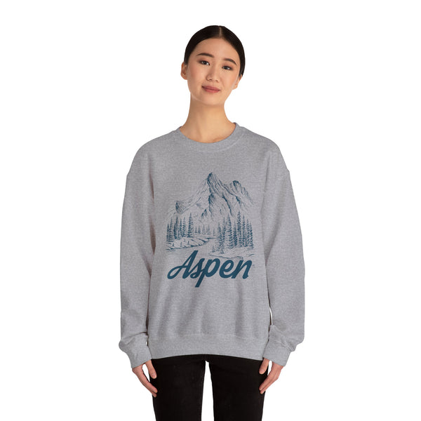 Aspen, Colorado Sweatshirt - Mountain Illustration Graphic Crewneck