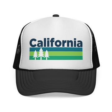 California Retro Trees Trucker Hat - Vintage Style California Cap