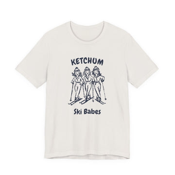 Buy vintage-white Ketchum, Idaho Ski Babes T‑Shirt — Retro Skiing Graphic Tee