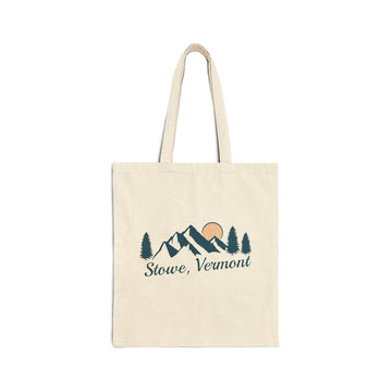 Stowe, Vermont Cotton Canvas Tote Bag - 15" x 16"