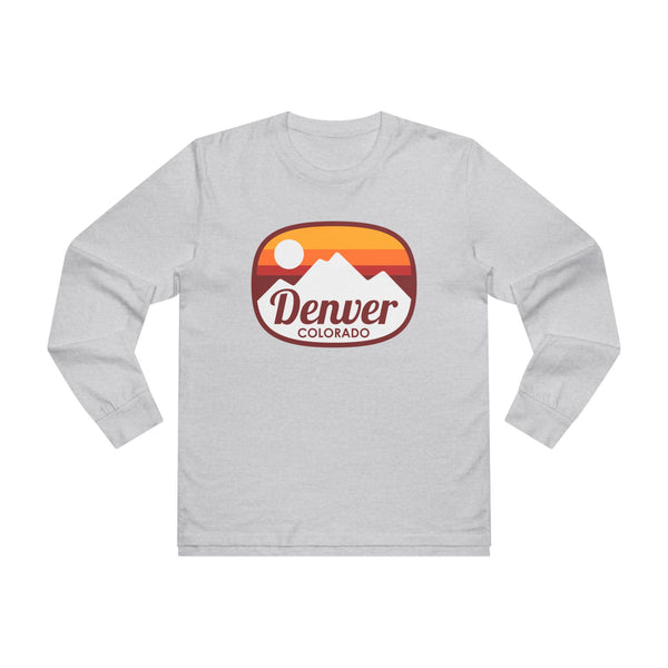 Denver, Colorado Mens Base Long-sleeve Tee - Retro Ombre Heavy Weight Long Sleeve T-shirt
