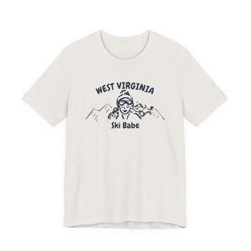 Buy vintage-white West Virginia Ski Babe T‑Shirt - Retro Skiing Graphic Tee