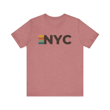 Buy heather-mauve New York City, New York tee - NYC t shirt retro stripes