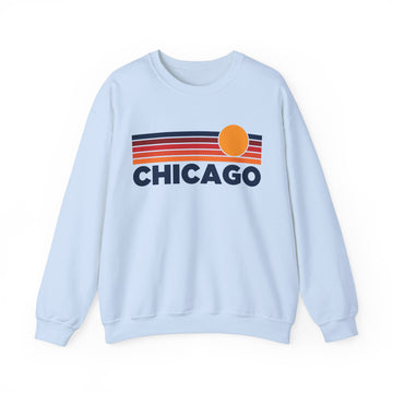 Buy light-blue Chicago, Illinois Sweatshirt Retro Sun Unisex - Chicago Vintage Inspired Warm Pullover Jumper