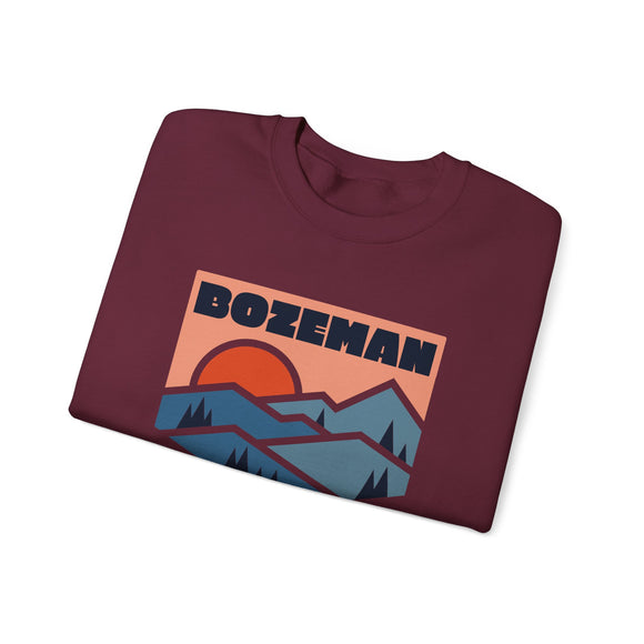 Bozeman, Montana Sweatshirt Retro Mountains, Bozeman Unisex Graphic Crewneck