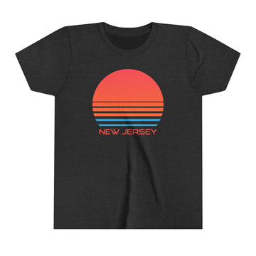 Buy dark-grey-heather New Jersey Youth Shirt - Retro 80s New Jersey Kid's T-Shirt