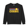 Carmel By The Sea, California Toddler Sweatshirt - Retro Sun Carmel By The Sea Toddler Crewneck Sweatshirt