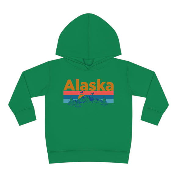 Alaska Toddler Hoodie - Retro Mountain Sun Unisex Alaska Toddler Sweatshirt